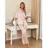 imageEkouaer Silk Satin Pajamas Set Women Short Sleeve Pj Sets Button Down Sleepwear 2 Piece Soft Loungewear SXXLChampagne