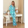 imageEkouaer Silk Satin Pajamas Set Women Short Sleeve Pj Sets Button Down Sleepwear 2 Piece Soft Loungewear SXXLFlamingo