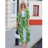 imageEkouaer Silk Satin Pajamas Set Women Short Sleeve Pj Sets Button Down Sleepwear 2 Piece Soft Loungewear SXXLGreen Leaves