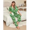 imageEkouaer Silk Satin Pajamas Set Women Short Sleeve Pj Sets Button Down Sleepwear 2 Piece Soft Loungewear SXXLGreen Leaves