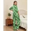 imageEkouaer Silk Satin Pajamas Set Women Short Sleeve Pj Sets Button Down Sleepwear 2 Piece Soft Loungewear SXXLGreen Leaves