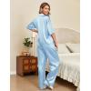 imageEkouaer Silk Satin Pajamas Set Women Short Sleeve Pj Sets Button Down Sleepwear 2 Piece Soft Loungewear SXXLLight Blue