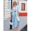 imageEkouaer Silk Satin Pajamas Set Women Short Sleeve Pj Sets Button Down Sleepwear 2 Piece Soft Loungewear SXXLLight Blue