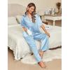 imageEkouaer Silk Satin Pajamas Set Women Short Sleeve Pj Sets Button Down Sleepwear 2 Piece Soft Loungewear SXXLLight Blue