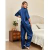 imageEkouaer Silk Satin Pajamas Set Women Short Sleeve Pj Sets Button Down Sleepwear 2 Piece Soft Loungewear SXXLNavy Blue