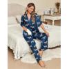 imageEkouaer Silk Satin Pajamas Set Women Short Sleeve Pj Sets Button Down Sleepwear 2 Piece Soft Loungewear SXXLNavy Zebra