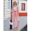 imageEkouaer Silk Satin Pajamas Set Women Short Sleeve Pj Sets Button Down Sleepwear 2 Piece Soft Loungewear SXXLPink Cheetah