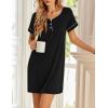 imageEkouaer Womens Nightgowns Short Sleeve Nightshirt Soft Night Gown Ladies Nightdress Comfy Pajama DressBlack