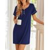 imageEkouaer Womens Nightgowns Short Sleeve Nightshirt Soft Night Gown Ladies Nightdress Comfy Pajama DressNavy Blue