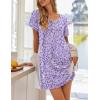 imageEkouaer Womens Nightgowns Short Sleeve Nightshirt Soft Night Gown Ladies Nightdress Comfy Pajama DressPurple Floral