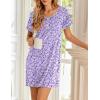 imageEkouaer Womens Nightgowns Short Sleeve Nightshirt Soft Night Gown Ladies Nightdress Comfy Pajama DressPurple Floral