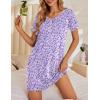imageEkouaer Womens Nightgowns Short Sleeve Nightshirt Soft Night Gown Ladies Nightdress Comfy Pajama DressPurple Floral