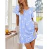 imageEkouaer Womens Nightgowns Short Sleeve Nightshirt Soft Night Gown Ladies Nightdress Comfy Pajama DressWhite Bird
