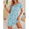 imageEkouaer Womens Nightgowns Short Sleeve Nightshirt Soft Night Gown Ladies Nightdress Comfy Pajama DressWhite Blue Floral