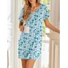 imageEkouaer Womens Nightgowns Short Sleeve Nightshirt Soft Night Gown Ladies Nightdress Comfy Pajama DressWhite Blue Floral