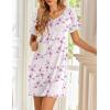 imageEkouaer Womens Nightgowns Short Sleeve Nightshirt Soft Night Gown Ladies Nightdress Comfy Pajama DressWhite Pink Floral