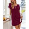 imageEkouaer Womens Nightgowns Short Sleeve Nightshirt Soft Night Gown Ladies Nightdress Comfy Pajama DressWine Red
