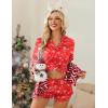 imageEkouaer Womens Satin Pajamas Set Button Down 2 Piece Silk Pjs Shorts Set Ruffle Lingerie Notch Collar SleepwearChristmas Red