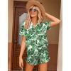 imageEkouaer Womens Satin Pajamas Set Button Down 2 Piece Silk Pjs Shorts Set Ruffle Lingerie Notch Collar SleepwearGreen Leaf