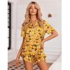 imageEkouaer Womens Satin Pajamas Set Button Down 2 Piece Silk Pjs Shorts Set Ruffle Lingerie Notch Collar SleepwearHalloween