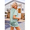 imageEkouaer Womens Satin Pajamas Set Button Down 2 Piece Silk Pjs Shorts Set Ruffle Lingerie Notch Collar SleepwearStriped Green