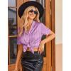 imageEkouaer Womens Satin Pajamas Set Button Down 2 Piece Silk Pjs Shorts Set Ruffle Lingerie Notch Collar SleepwearThick Striped Purple