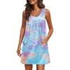 imageEkouaer Nightgowns for Women Tank Sleep Shirts Sleeveless Sleep Dress with Pockets Wide Strap NightshirtsBlue Tie Dye