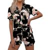 imageEkouaer Pajamas Set for Women Short Sleeve Sleepwear Button Down Pjs Soft 2 Piece Lounge SetsBlack Floral