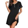 imageEkouaer Womens Nightgowns Short Sleeve Nightshirt Soft Night Gown Ladies Nightdress Comfy Pajama DressBlack
