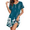 imageEkouaer Womens Nightgowns Short Sleeve Nightshirt Soft Night Gown Ladies Nightdress Comfy Pajama DressGreen Floral