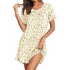 imageEkouaer Womens Nightgowns Short Sleeve Nightshirt Soft Night Gown Ladies Nightdress Comfy Pajama DressYellow Floral