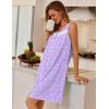 imageEkouaer Nightgowns for Women Button Up Sleepshirt Tank Sleeveless Nightshirt Soft Sleepwear with Pockets SXXXLLight Purple Floral