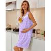 imageEkouaer Nightgowns for Women Button Up Sleepshirt Tank Sleeveless Nightshirt Soft Sleepwear with Pockets SXXXLLight Purple Floral