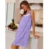 imageEkouaer Nightgowns for Women Button Up Sleepshirt Tank Sleeveless Nightshirt Soft Sleepwear with Pockets SXXXLPurple Florals