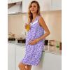 imageEkouaer Nightgowns for Women Button Up Sleepshirt Tank Sleeveless Nightshirt Soft Sleepwear with Pockets SXXXLPurple Florals