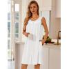 imageEkouaer Nightgowns for Women Button Up Sleepshirt Tank Sleeveless Nightshirt Soft Sleepwear with Pockets SXXXLWhite