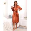imageEkouaer Satin Robes for Women Long Sleeve Silk Bathrobe Soft Lightweight Full Length Sleepwear Bridesmaid Wedding Party RobesBrown