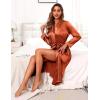 imageEkouaer Satin Robes for Women Long Sleeve Silk Bathrobe Soft Lightweight Full Length Sleepwear Bridesmaid Wedding Party RobesBrown