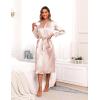 imageEkouaer Satin Robes for Women Long Sleeve Silk Bathrobe Soft Lightweight Full Length Sleepwear Bridesmaid Wedding Party RobesChampagne