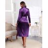imageEkouaer Satin Robes for Women Long Sleeve Silk Bathrobe Soft Lightweight Full Length Sleepwear Bridesmaid Wedding Party RobesDeep Purple
