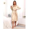 imageEkouaer Satin Robes for Women Long Sleeve Silk Bathrobe Soft Lightweight Full Length Sleepwear Bridesmaid Wedding Party RobesFlesh Color
