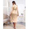 imageEkouaer Satin Robes for Women Long Sleeve Silk Bathrobe Soft Lightweight Full Length Sleepwear Bridesmaid Wedding Party RobesFlesh Color