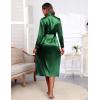 imageEkouaer Satin Robes for Women Long Sleeve Silk Bathrobe Soft Lightweight Full Length Sleepwear Bridesmaid Wedding Party RobesGreen