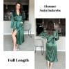 imageEkouaer Satin Robes for Women Long Sleeve Silk Bathrobe Soft Lightweight Full Length Sleepwear Bridesmaid Wedding Party RobesGreen