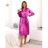 imageEkouaer Satin Robes for Women Long Sleeve Silk Bathrobe Soft Lightweight Full Length Sleepwear Bridesmaid Wedding Party RobesHot Pink