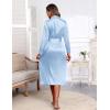 imageEkouaer Satin Robes for Women Long Sleeve Silk Bathrobe Soft Lightweight Full Length Sleepwear Bridesmaid Wedding Party RobesLight Blue