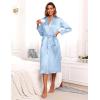 imageEkouaer Satin Robes for Women Long Sleeve Silk Bathrobe Soft Lightweight Full Length Sleepwear Bridesmaid Wedding Party RobesLight Blue