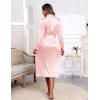imageEkouaer Satin Robes for Women Long Sleeve Silk Bathrobe Soft Lightweight Full Length Sleepwear Bridesmaid Wedding Party RobesLight Pink
