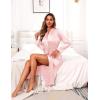 imageEkouaer Satin Robes for Women Long Sleeve Silk Bathrobe Soft Lightweight Full Length Sleepwear Bridesmaid Wedding Party RobesLight Pink