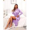 imageEkouaer Satin Robes for Women Long Sleeve Silk Bathrobe Soft Lightweight Full Length Sleepwear Bridesmaid Wedding Party RobesLight Purple